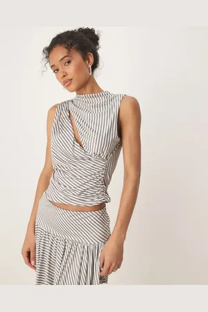 ASOS Co-ord stripe slash detail tank top in
