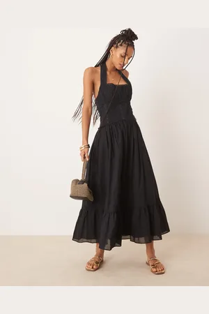 ASOS Halter neck lace prairie dress with pintucks in