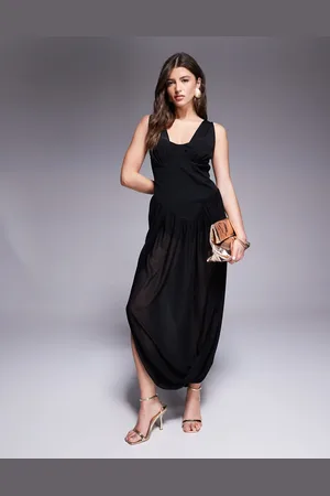 ASOS Plunge stretch chiffon midi dress with scuba bodice in