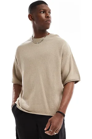 Pull&Bear Loose fit knitted t-shirt in sand