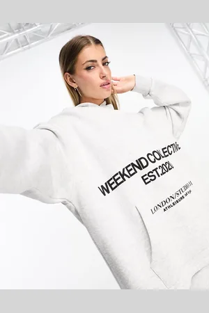 ASOS Weekend Collective oversized hoodie with stacked logo in marl