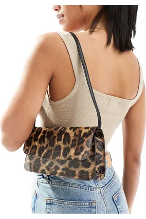 ASOS 90s shoulder bag in leopard print with skinny straps
