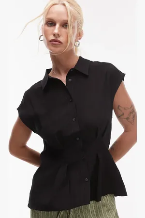 MANGO Sleeveless cinched waist shirt in