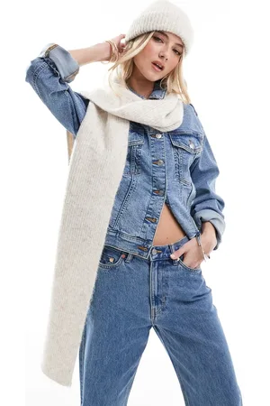 ASOS Scarf with wool rib in cream