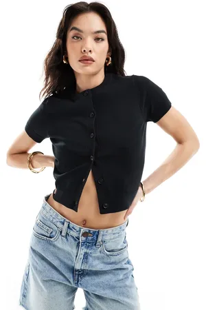 ASOS Crew neck short sleeve cardigan in