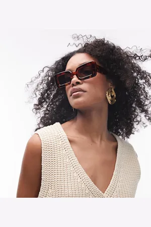 Topshop Flossie oversized rectangular sunglasses in tort