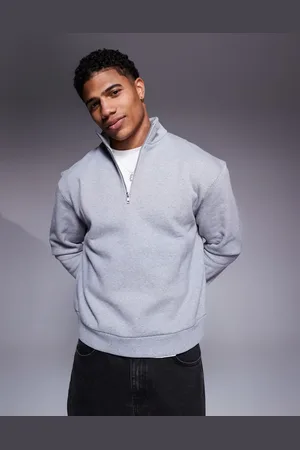 ASOS ASOS DEISGN premium heavyweight boxy oversized quater zip sweatshirt 400gsms in marl