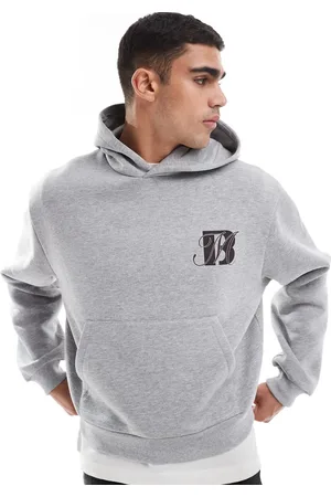 ASOS Oversized boxy hoodie with chest print in marl