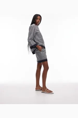 ARKET Loose fit beach shorts with pull-on waist in abstract tile print