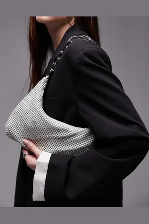 Topshop Sarah chainmail shoulder bag with chain handle in off