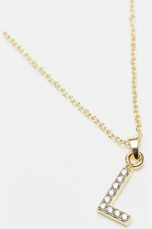 Topshop Premium chain and diamante L initial charm
