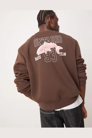 ASOS Oversized boxy sweatshirt with back print in brown