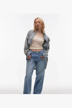 Topshop Petite Cinch low rise relaxed jean in bleach