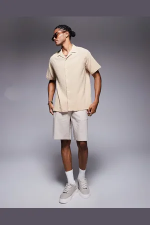Bershka Linen short in beige