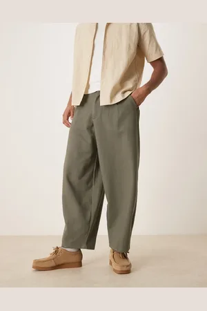 ASOS Barrel leg twill trousers in khaki
