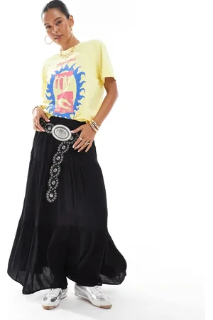 Stradivarius Boho midi skirt in