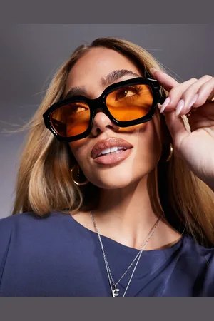 ASOS Chunky square sunglasses with orange lens