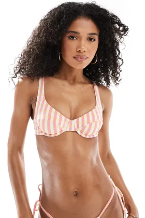 Cotton On Underwire balconette bikini top in shell pink gingham