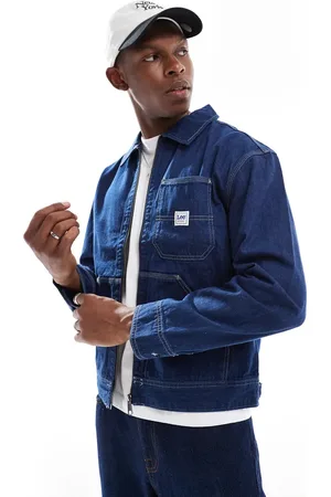 Lee Workwear zip thru denim jacket in dark wash blue