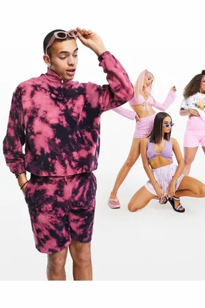 ASOS Co-ord oversized towelling sweatshirt in tie dye with chest print