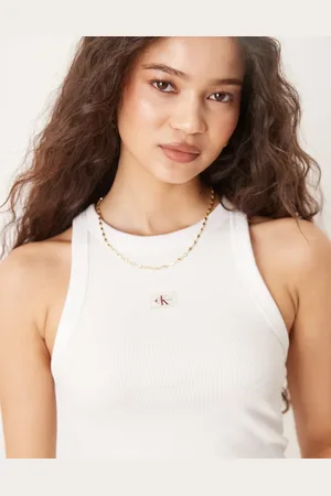 Calvin Klein Woven label rib tank top in