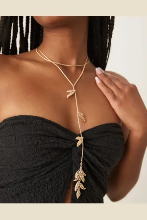 ASOS Multi-row lariat necklace with hammered petal details in tone
