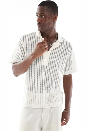 River Island Boxy fit crochet polo in