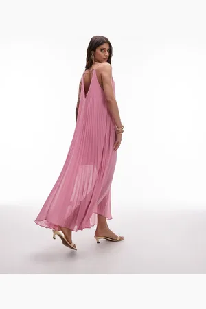 & OTHER STORIES Pleated chiffon maxi dress with deep v-back in