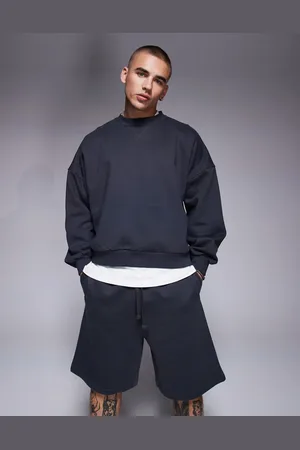 ASOS Premium heavyweight boxy oversized sweatshirt with dropped shoulder 400gsm in charcoal