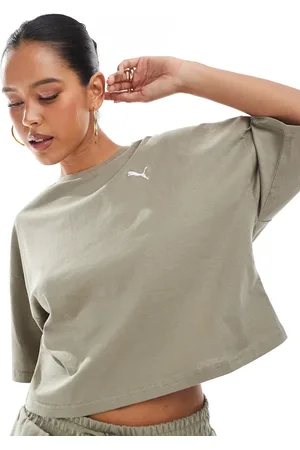 PUMA Wardrobe ess oversized short t-shirt in velvet moss