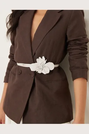 MANGO Flower leather strappy belt in