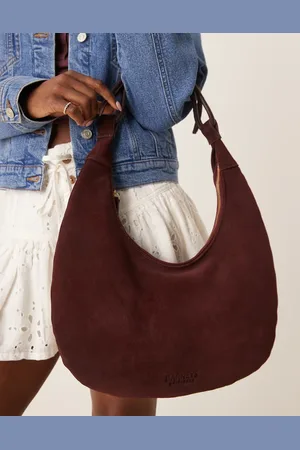 Barneys Originals Suede shoulder bag in burgundy