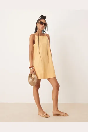ASOS Slash neck shapeless mini in golden sand