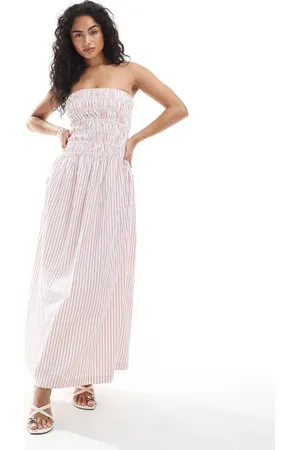 JJXX Bandeau shirred dress in stripe
