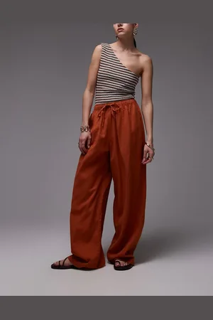 Topshop Linen balloon trouser in burnt in