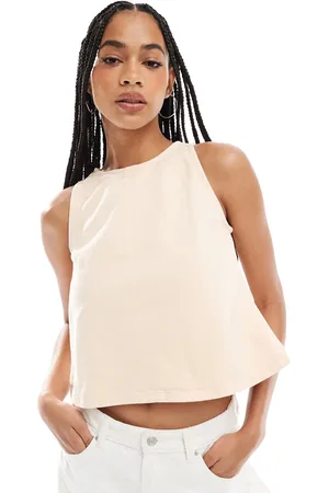 ASOS Racer style denim top in peach