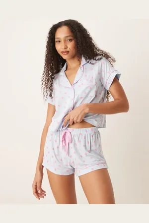 Boux Avenue Strawberry modal short sleeve revere and short set in