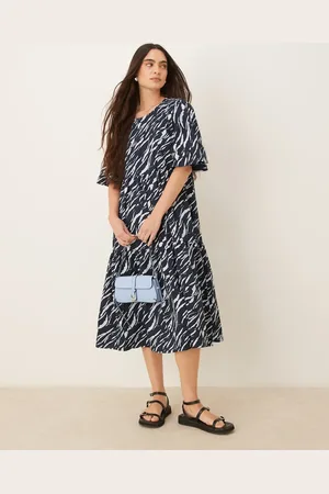 JDY Tiered short sleeve mini dress in zebra print