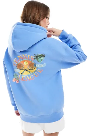 Cotton On Plush premium graphic hoodie in gumball/retro resort