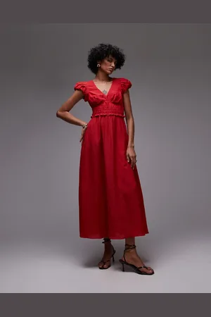 & OTHER STORIES Midi dress with tier hem and ruffle sleeves in