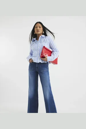 River Island High rise relaxed flare jeans in denim