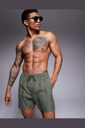 ASOS Swim shorts in mid length in khaki
