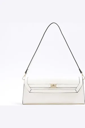 River Island Faux leather ri clutch bag in cream