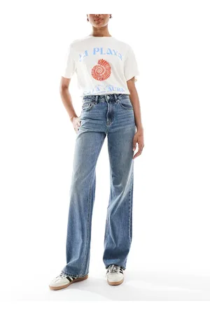 Stradivarius Tall wide leg dad jean in dark vintage wash