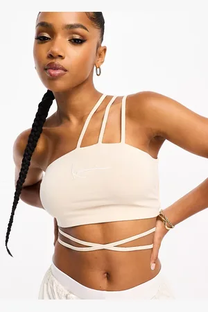Karl Kani Logo tie front crop top in beige