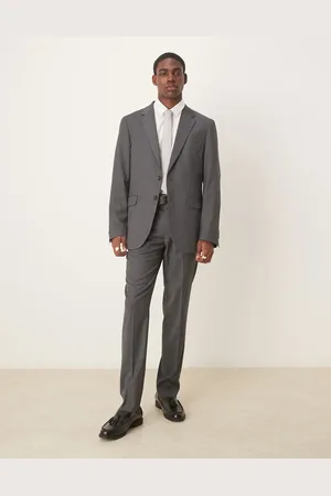 MANGO Slim fit suit trouser in slate co-ord