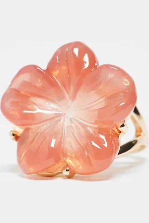 ASOS Hibiscus flower ring in pink resin and tone