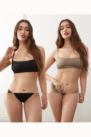 Weekday Bandeau bikini top 2-pack in & mole