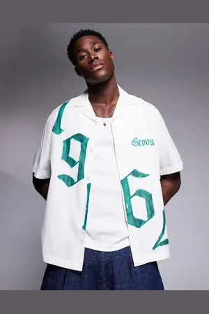 ASOS Boxy loose fit revere shirt with front placement print
