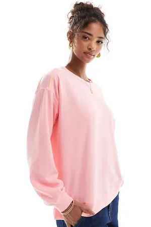 Cotton On Rib long sleeve beach top in coral dream